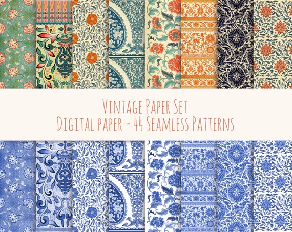 44 Vintage Digital Papers Instant Download Digital Paper