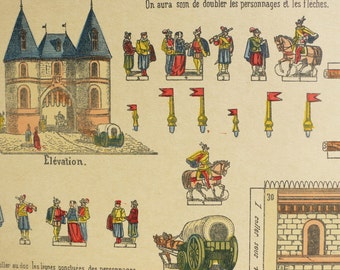 antique print Pellerin Imagerie D’Epinal-No 28 Porte De Ville Au XV Siecle Paper Model print toy original antique