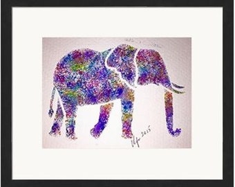 Hand Painted Vibrant Elephant 5X7