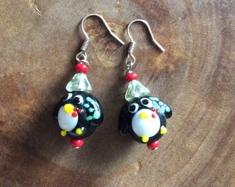 Christmas Earrings, Penguin Earrings, Holiday Earrings, Christmas Penguin Earrings, Penguin Jewelry, Theta Phi Alpha, Dangle Earrings