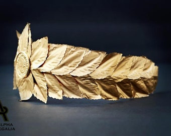 Caesar Crown, Roman Emperor Crown, Laurel Wreath Crown - Gold