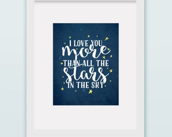 Love You More Wall Art than all the stars | etsy Love You More Wall Art than all the stars | etsy