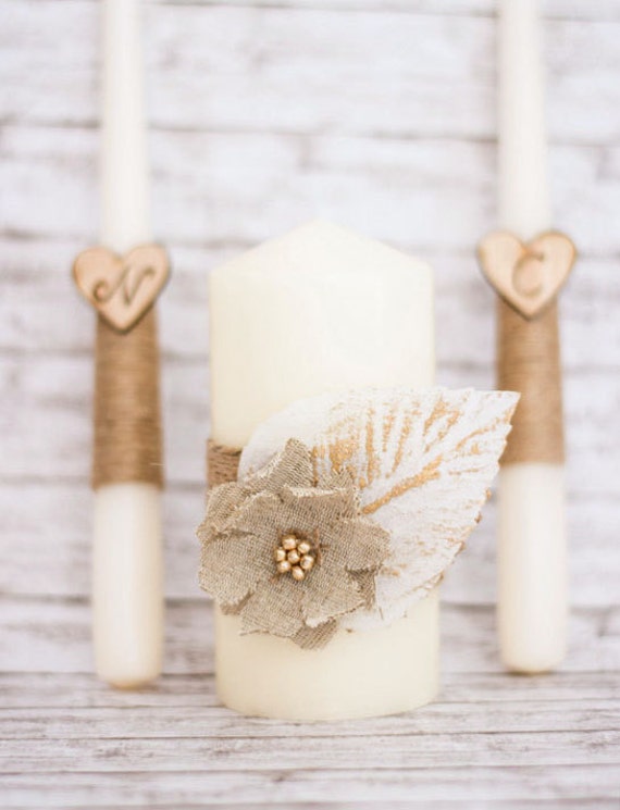 Unity Candle Set Ivory Unity Candle Rustic Wedding Ceremony Autumn Wedding Fall Wedding decoration