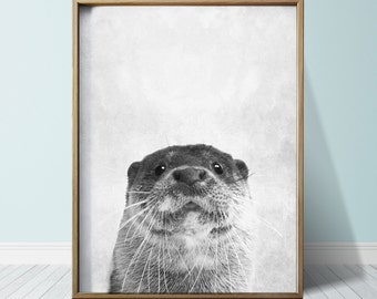 Otter Print Wall Art Prints OtterArt Beaver Cute Animal Nursery Print