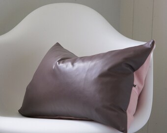 Leather Pillow, leather cushion, mink cushion, pink cushion, boudoir cushion, luxury decor, luxury throw pillows, home decor, unique home