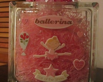 Illuminated Ballet Glass Block Ballerina Lighted Glass Block Dance Glass Block