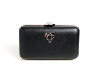 Black D-Bag | Minaudière Minimalisme en Noir pour femmes, petit sac à main élégant