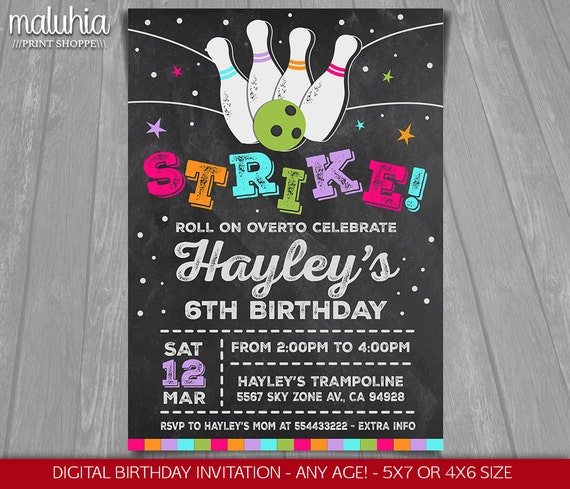 Girl Bowling Birthday Party Invitations 9