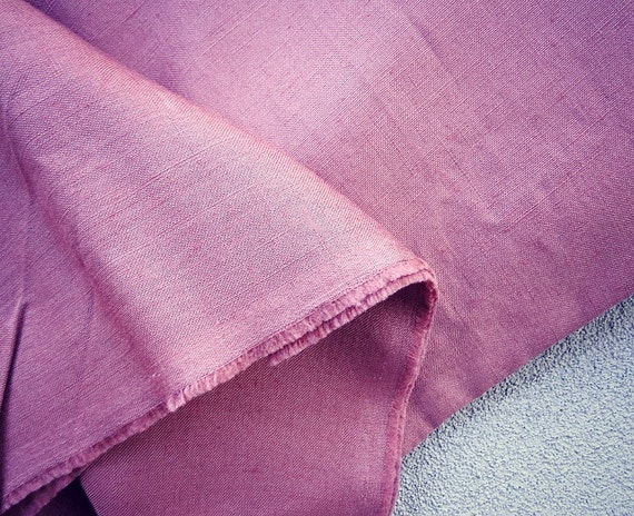 Items similar to Wool linen blend woven fabric in pale raspberry ...