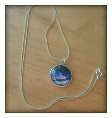 Pretty silver necklace with Storm Cloud by NlkarkBeadCreations