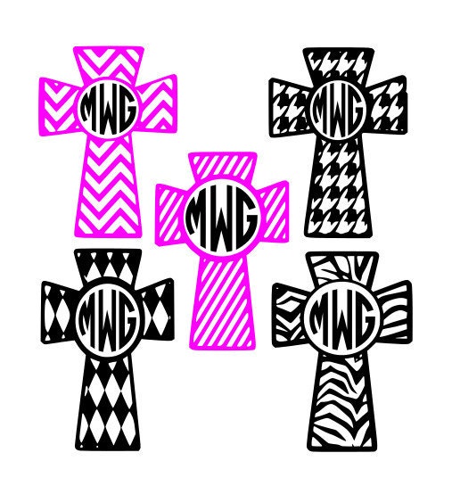 Download Monogram cross designs SVG DXF EPS cutting files Silhouette