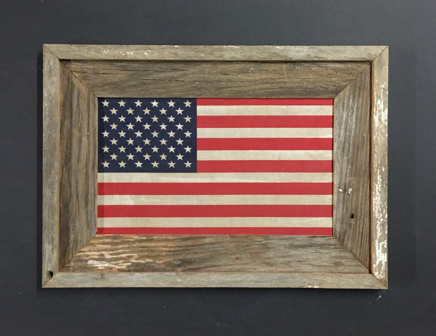Reclaimed Barn Wood Framed American Flag