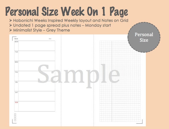 Personal Size Printable Week On 1 Page Hobonichi Weeks