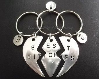 Sale...Best friends, BFF, Best Bitches (3pcs) keyring, keychain, bag charm, purse charm, monogram personalized item No.670