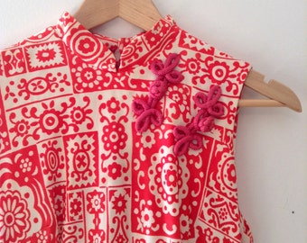 Vintage Maxi Oriental Style Dress // 70s // Asian Inspired // Print Dress // Shanghai // Kimono