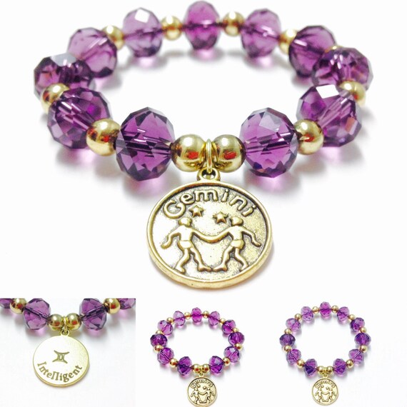 Gemini Bracelet Purple Gemini Bracelet Gemini Charm