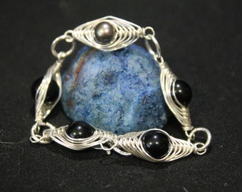 Silver Herringbone Wire Wrapped Bracelet