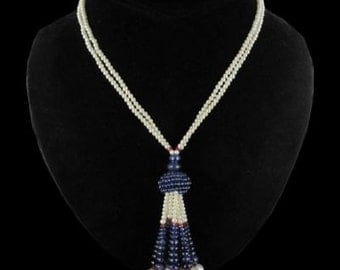 Pompom necklace beads sapphires of culture of rubelites modern