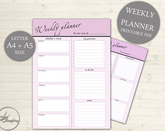 Weekly Planner Printable - Weekly Schedule - A4 & A5 Weekly Planner - Office Schedule Printable - Work Planner - Week Layout 102