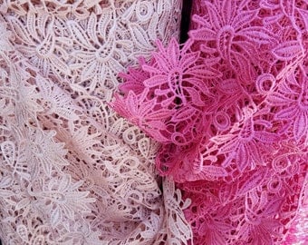 Classic Guipure Lace Fabric Sold By Yard 45" Multiple Colors Lace- Fancy Guipure Lace- Embroidery