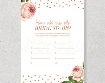 How old was the bride,How old was she, Guess the bride age, Bridal Shower Games, Bridal Party - SKUHDG08