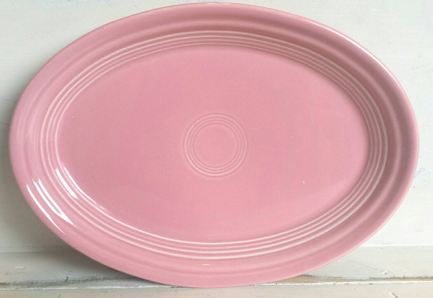 Vintage Rose Fiesta Oval Platter. Rose Fiesta ware plate.