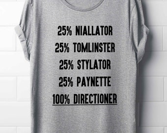 One Direction T-Shirt, Niall Horan, Liam Payne, Harry Styles, Louis Tomlinson, 100% Directioner T-Shirt, Boy Band T-Shirt's