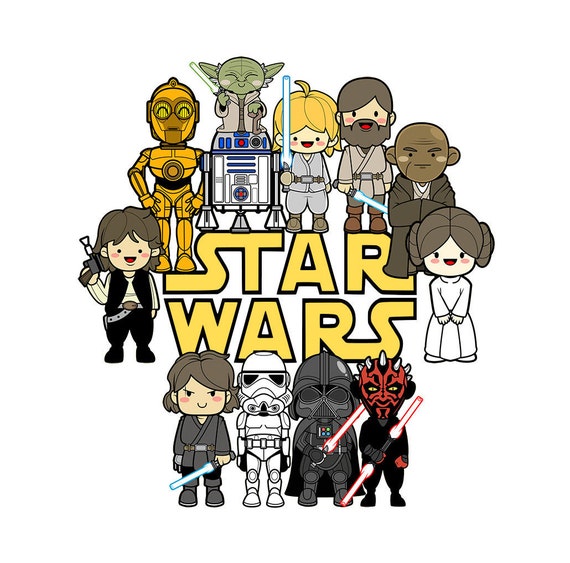 Cute characters Star Wars clipart by FoxArtCards on Etsy