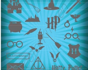 Harry Potter Inspired Designs, 21 of them, SVG, EPS, DXF, Silhouette, Cricut, Vector, Instant Download, Cutting Template, Cutting File, Htv