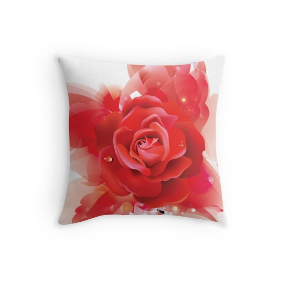Bed Pink Flower Pillow Pink Flower Decorative by AnhHueDesign