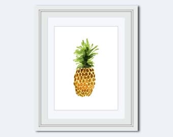 pineapple print - pineapple printable - kitchen art decor - pineapple wall art - watercolor pineapple - watercolor art - digital download
