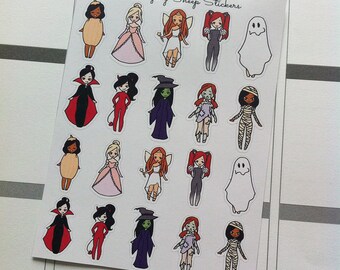 Halloween Dress Up Girl Emoji/Character Planner Stickers