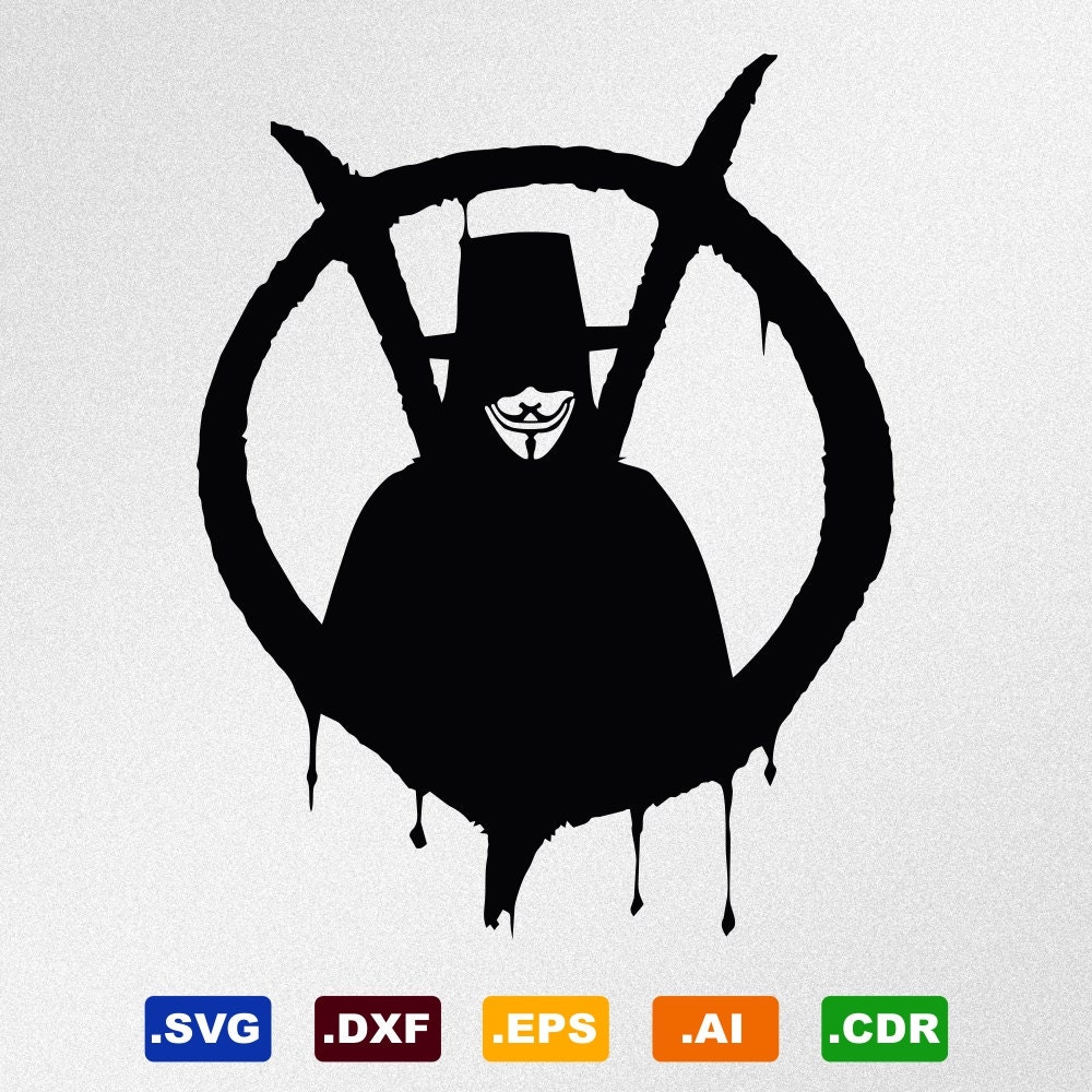 Download V For Vendetta Anonymous Guy Fawkes Mask Svg, Dxf, Eps, Ai ...