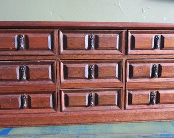 Vintage MID CENTURY Lovely Wood MELE Jewelry Box Jewel Case Metal Hardware Japan