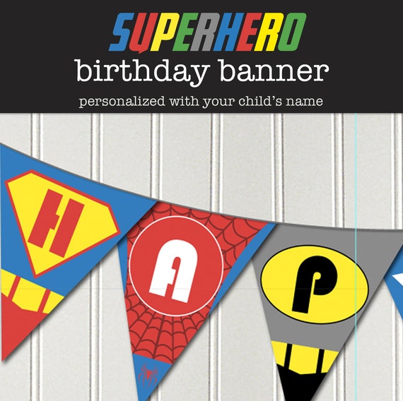 Superhero birthday banner Personalized with your child's