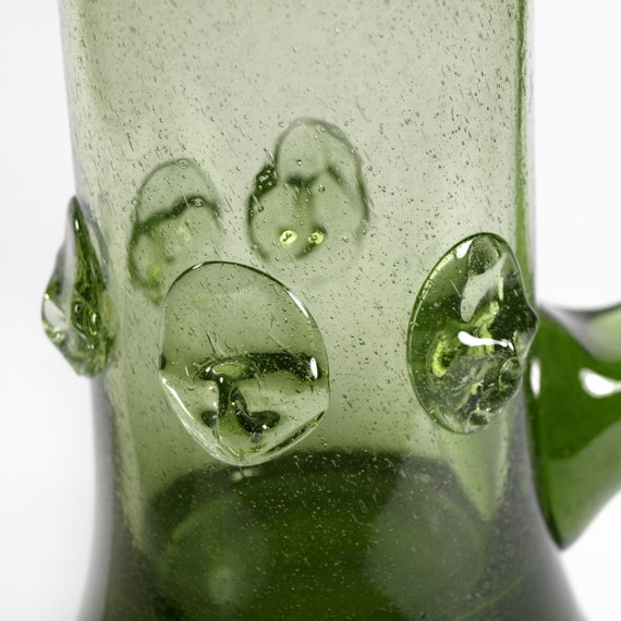 Green hand blown glass vase Poland polish glass by StareNowe