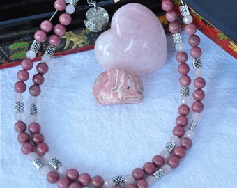 Rhodonite and Rose Quartz Double Necklace