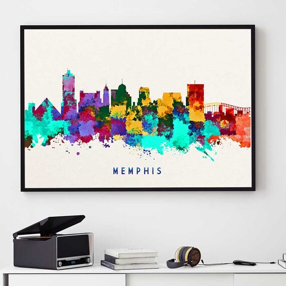 Memphis Skyline Art Memphis Print Memphis Painting Memphis