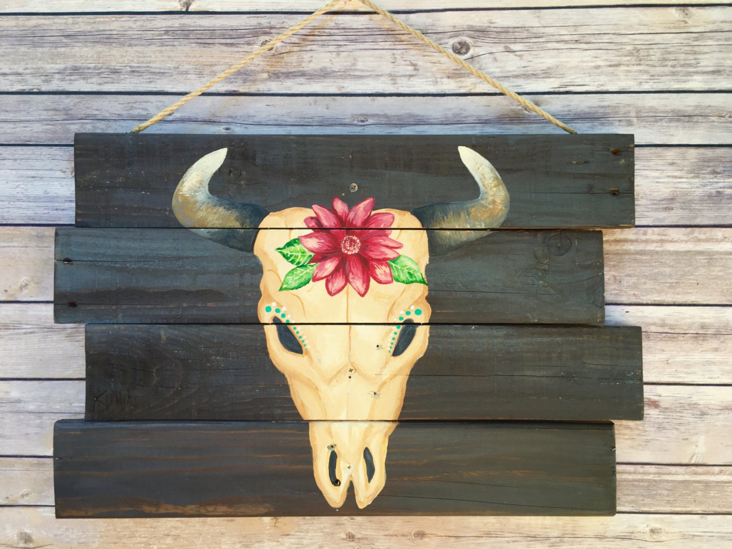 Cow skull sign/ Steer skull/wood wall art/ Wall Hanging/ wood