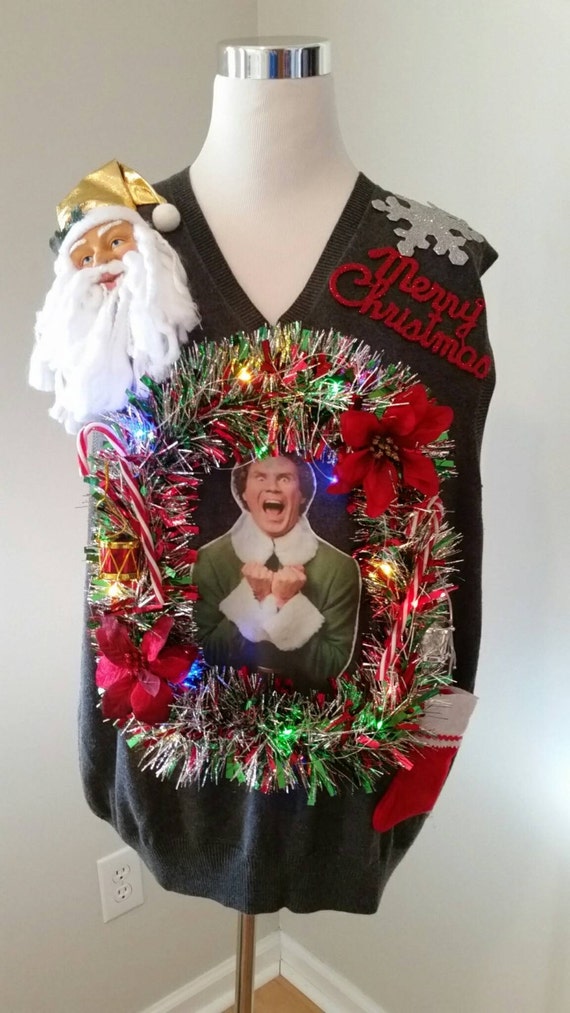 Buddy the ELF Light Up Ugly Christmas Sweater by UglySweatersForU