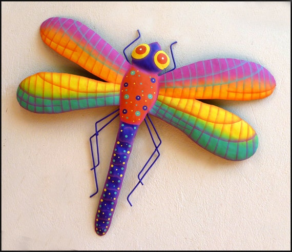 Hand Painted Metal Dragonfly Wall Decor by MetalArtofHaiti on Etsy