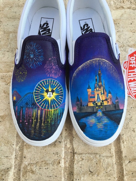 Disney World and Disneyland Painted Vans Custom Shoes