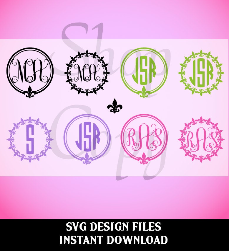 Download SVG Cutting Files Fleur De Lis Monogram Circles by svgDesignFiles
