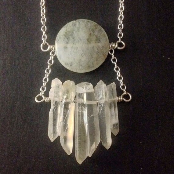 Moonbeam crystal fringe trapeze necklace by Theartfulconjurer
