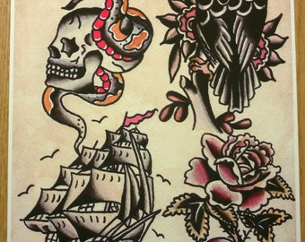 owen jensen classic tattoo flash print tattoo flash recreated owen jensen classic tattoo flash print tattoo flash recreated