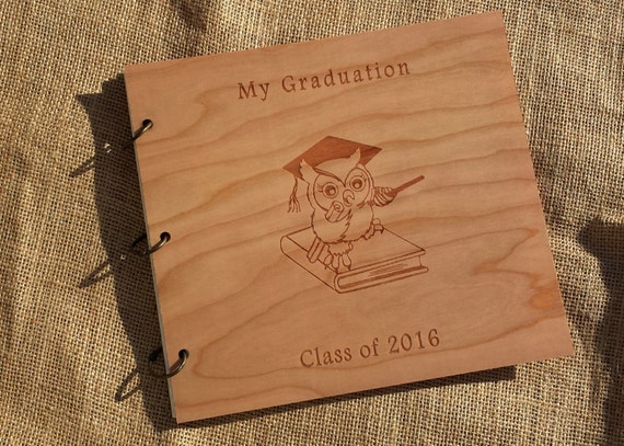 Graduation Album Engraved Wood Graduation Gift Album with
