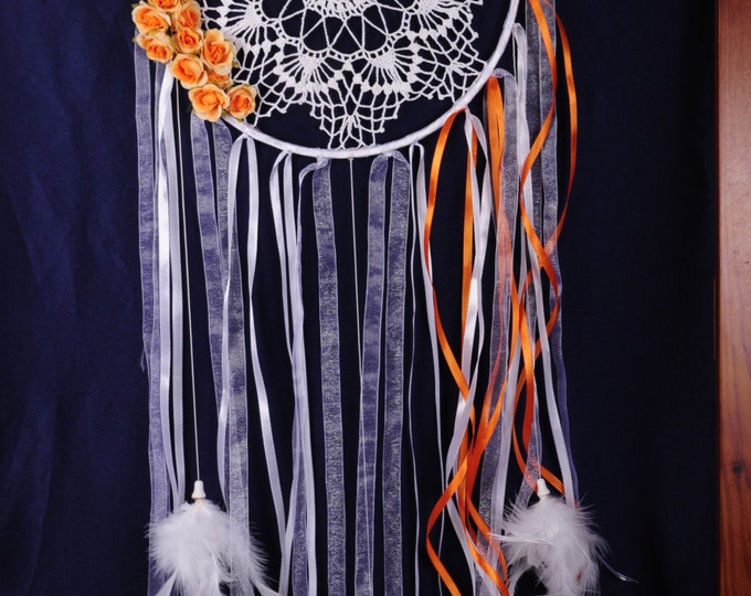 Dreamcatcher white Dream Catcher Orange roses Dreamcatcher New Dream сatcher gift idea dreamcatchers boho dreamcatcher wall handmade mobile