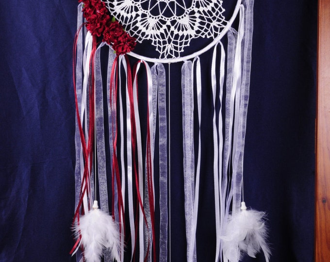 Dreamcatcher white Dream Catcher roses Dreamcatcher New Bordeaux Dream сatcher gift idea dreamcatchers boho dreamcatcher wall handmade gift