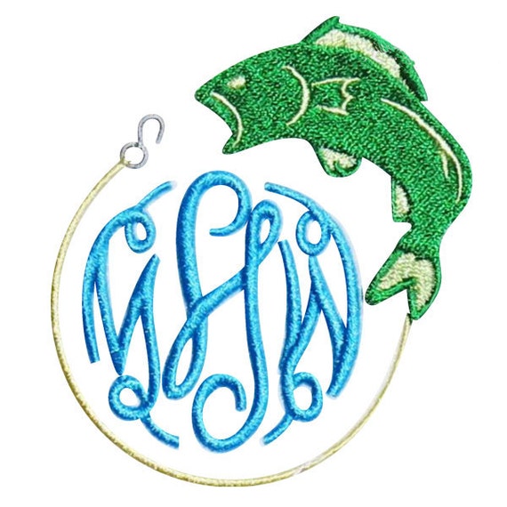 Fishing Pack Monogram Embroidery Design Frame by YetiEmb on Etsy