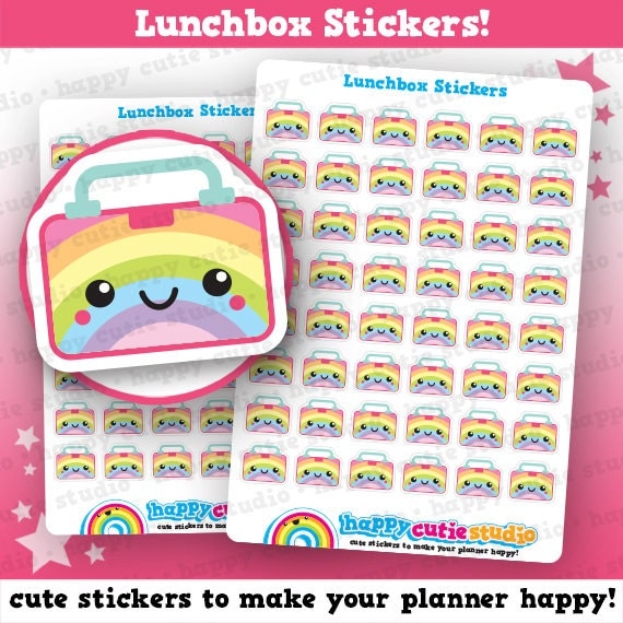 48 Cute Lunchbox/Packed Lunch/Food Planner Stickers Filofax